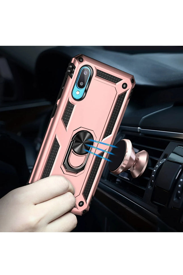 Samsung Galaxy A02 Sofya Yüzüklü Silikon Kapak Kılıf - Rose 7