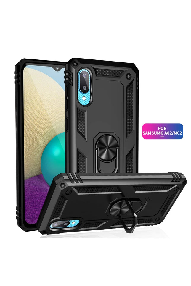 Samsung Galaxy A02 Sofya Yüzüklü Silikon Kapak Kılıf - Siyah 2