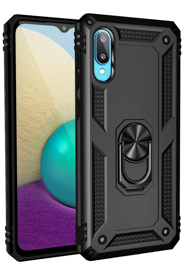Samsung Galaxy A02 Sofya Yüzüklü Silikon Kapak Kılıf - Siyah