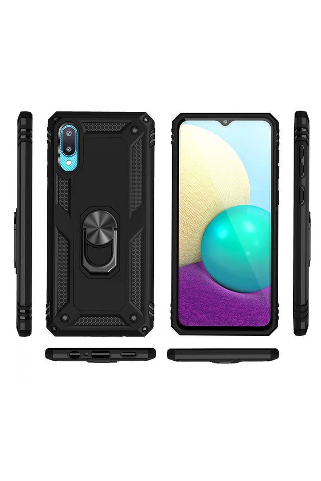 Samsung Galaxy A02 Sofya Yüzüklü Silikon Kapak Kılıf - Siyah 3