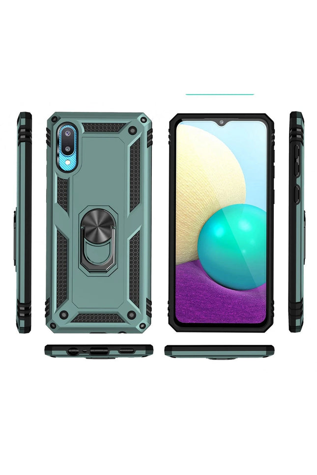 Samsung Galaxy A02 Sofya Yüzüklü Silikon Kapak Kılıf - Yeşil 3