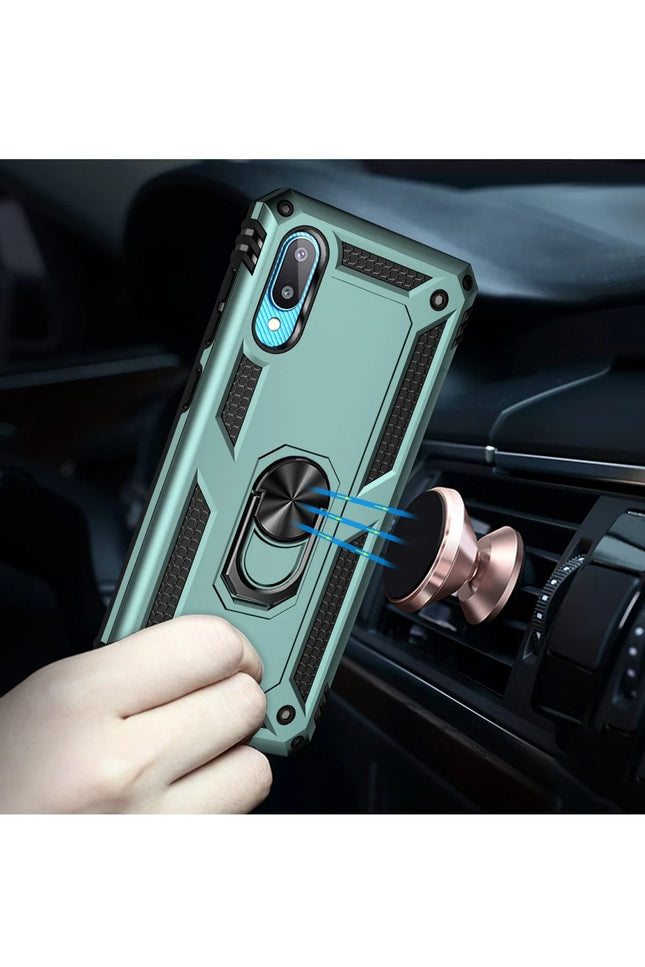 Samsung Galaxy A02 Sofya Yüzüklü Silikon Kapak Kılıf - Yeşil 7
