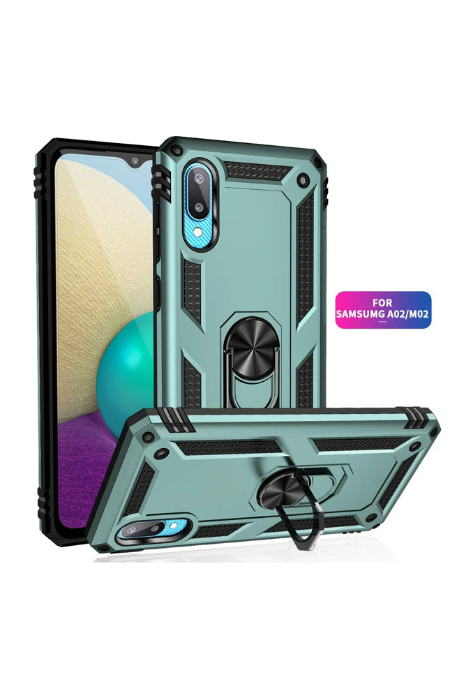 Samsung Galaxy A02 Sofya Yüzüklü Silikon Kapak Kılıf - Yeşil 2