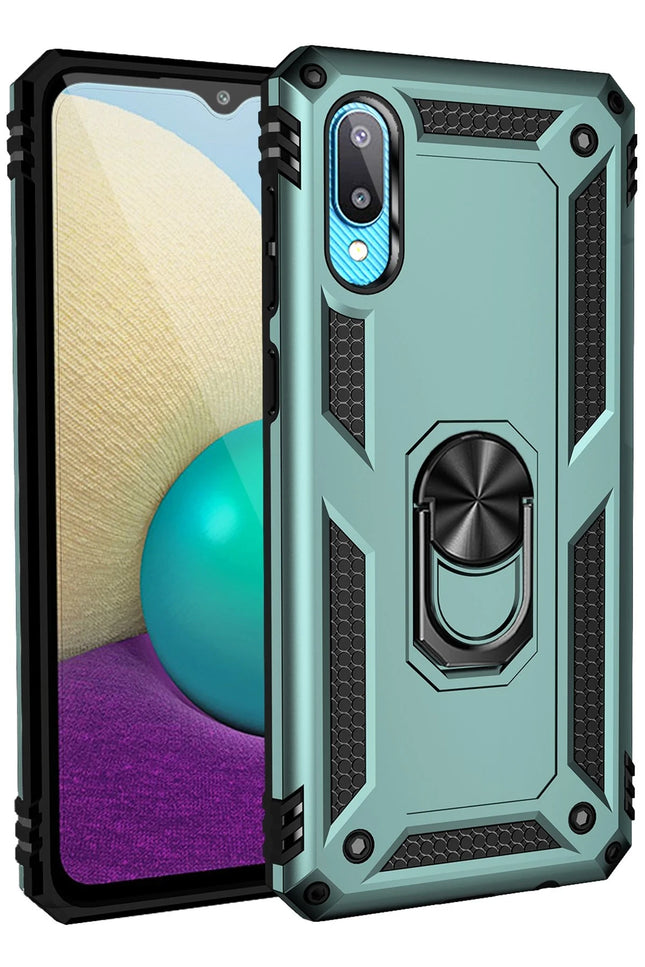 Samsung Galaxy A02 Sofya Yüzüklü Silikon Kapak Kılıf - Yeşil