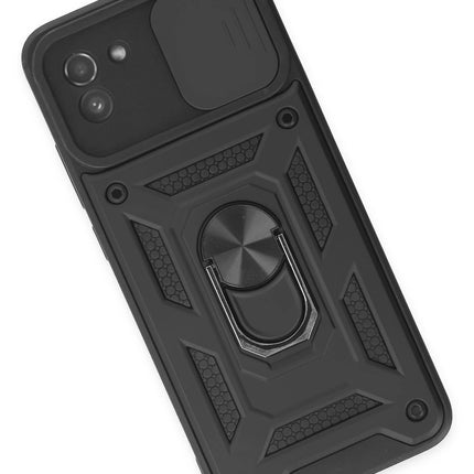 Samsung Galaxy A03 Pars Lens Yüzüklü Silikon Kılıf - Siyah 3