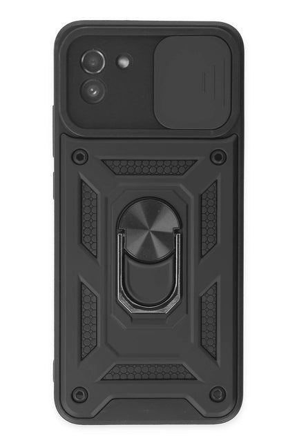 Samsung Galaxy A03 Pars Lens Yüzüklü Silikon Kılıf - Siyah