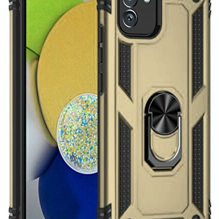 Samsung Galaxy A03 Sofya Yüzüklü Silikon Kapak Kılıf - Gold