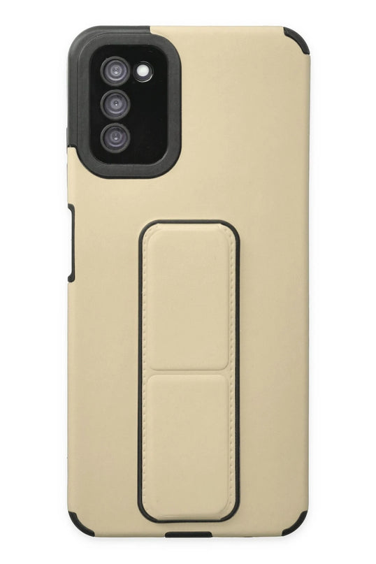 Samsung Galaxy A03S Mega Standlı Silikon Kılıf - Gold