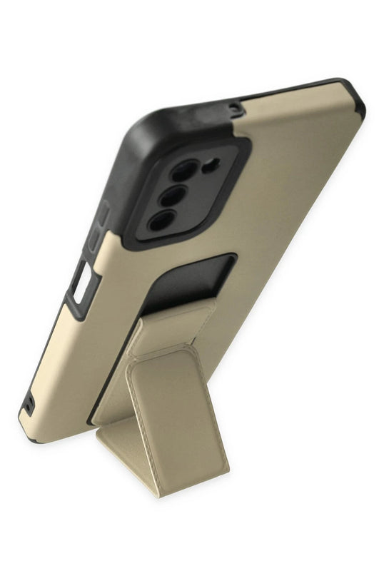 Samsung Galaxy A03S Mega Standlı Silikon Kılıf - Gold 3