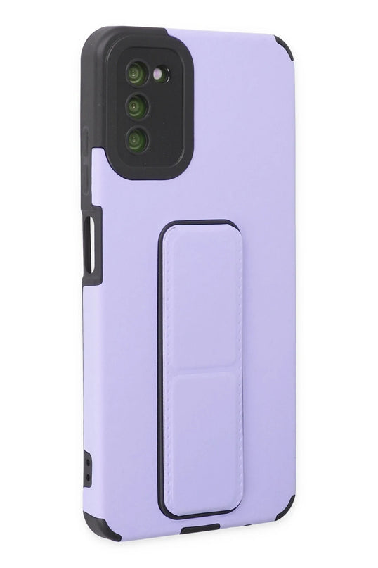 Samsung Galaxy A03S Mega Standlı Silikon Kılıf - Lila 2