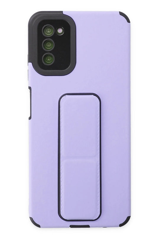 Samsung Galaxy A03S Mega Standlı Silikon Kılıf - Lila