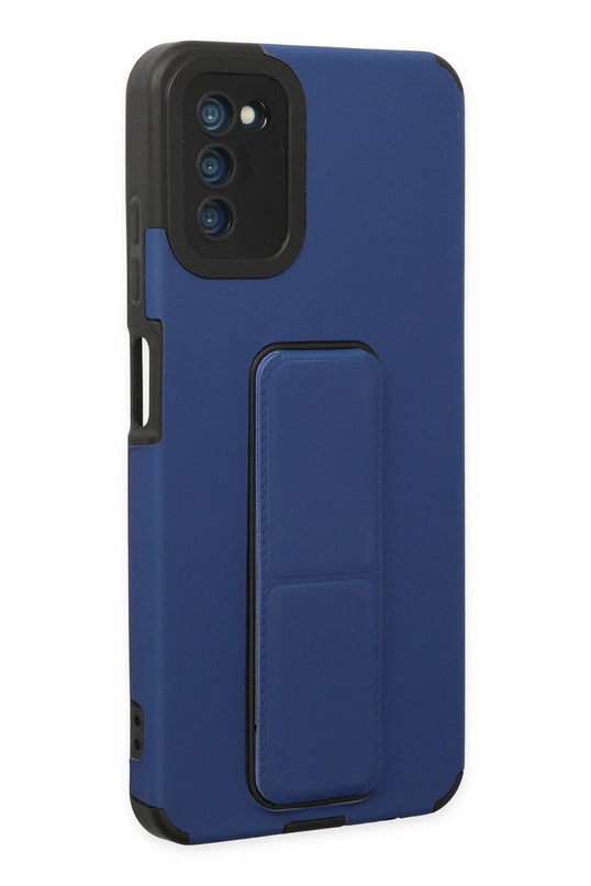 Samsung Galaxy A03S Mega Standlı Silikon Kılıf - Mavi 2