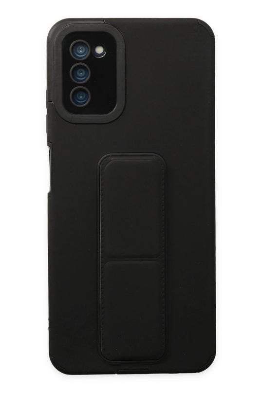 Samsung Galaxy A03S Mega Standlı Silikon Kılıf - Siyah