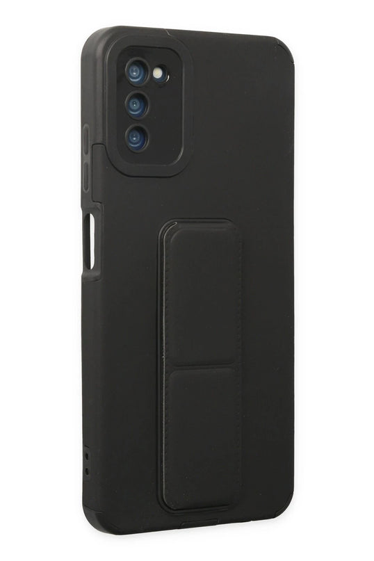 Samsung Galaxy A03S Mega Standlı Silikon Kılıf - Siyah 2