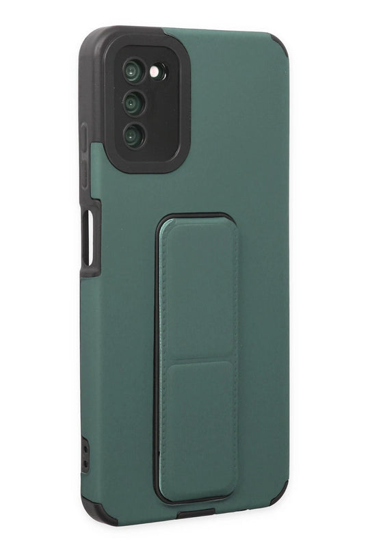 Samsung Galaxy A03S Mega Standlı Silikon Kılıf - Yeşil 2