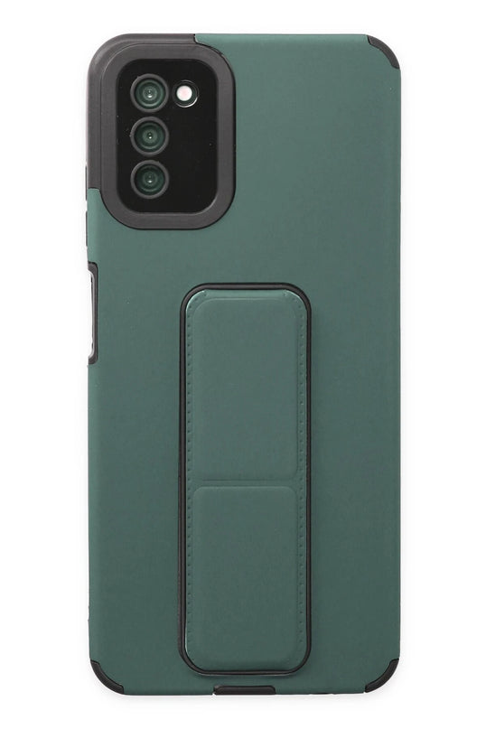 Samsung Galaxy A03S Mega Standlı Silikon Kılıf - Yeşil