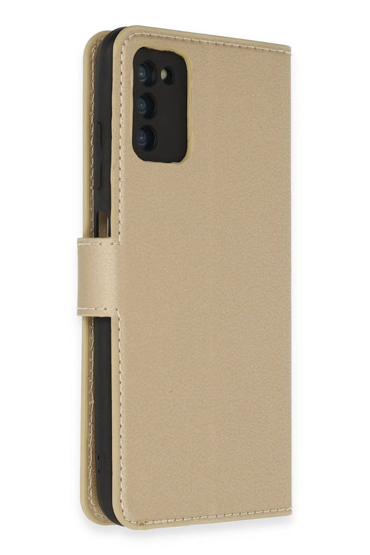 Samsung Galaxy A03S Trend S Plus Kapaklı Kılıf - Gold 2
