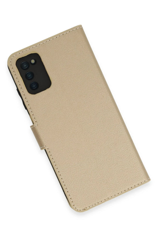 Samsung Galaxy A03S Trend S Plus Kapaklı Kılıf - Gold 4