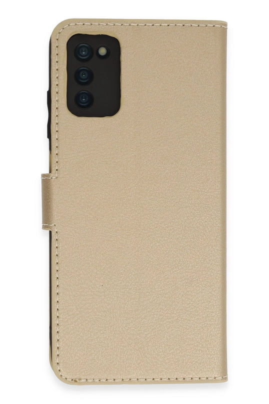 Samsung Galaxy A03S Trend S Plus Kapaklı Kılıf - Gold