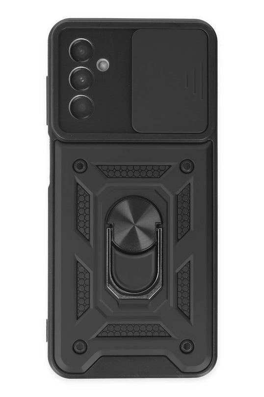 Samsung Galaxy A04S Pars Lens Yüzüklü Silikon Kılıf - Siyah