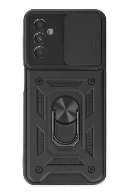 Samsung Galaxy A04S Pars Lens Yüzüklü Silikon Kılıf - Siyah