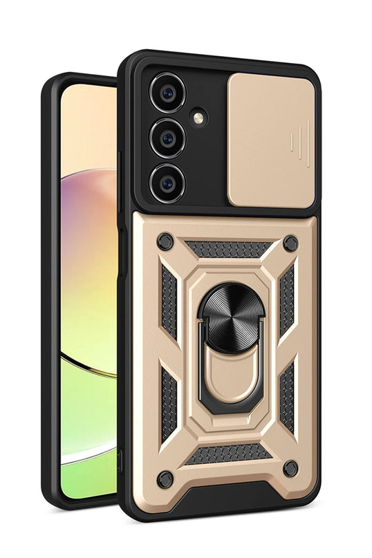 Samsung Galaxy A05S Pars Lens Yüzüklü Silikon Kılıf - Gold