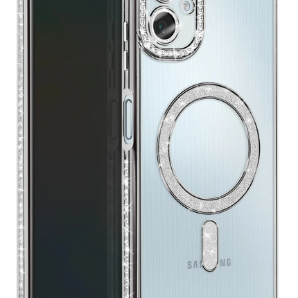 Samsung Galaxy A06 Joke Simli Magneticsafe Kılıf - Gümüş