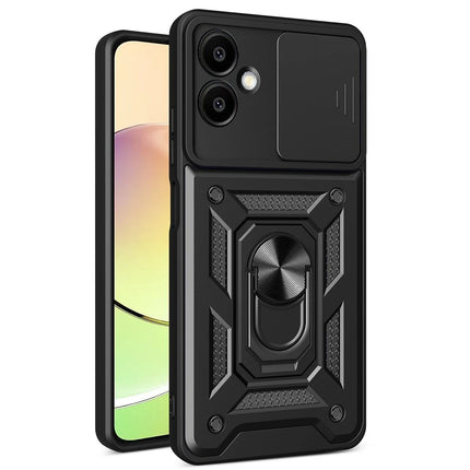 Samsung Galaxy A06 Pars Lens Yüzüklü Silikon Kılıf - Siyah