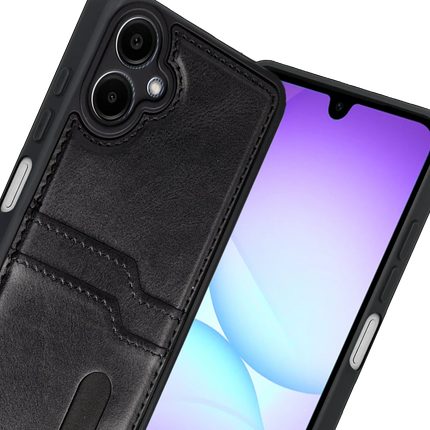 Samsung Galaxy A07 4G Sara Kartvizitli Deri Kılıf - Siyah 2
