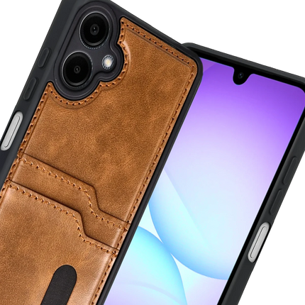 Samsung Galaxy A07 4G Sara Kartvizitli Deri Kılıf - Taba 2