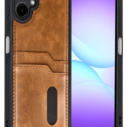 Samsung Galaxy A07 4G Sara Kartvizitli Deri Kılıf - Taba