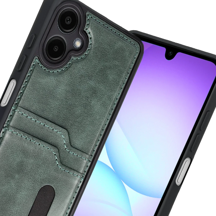 Samsung Galaxy A07 4G Sara Kartvizitli Deri Kılıf - Yeşil 2