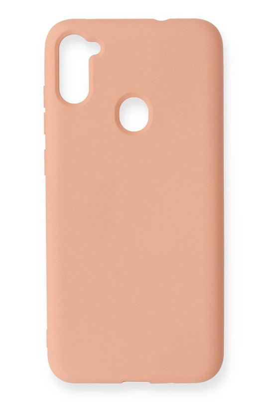 Samsung Galaxy A11 Nano içi Kadife Silikon Kılıf - Pudra