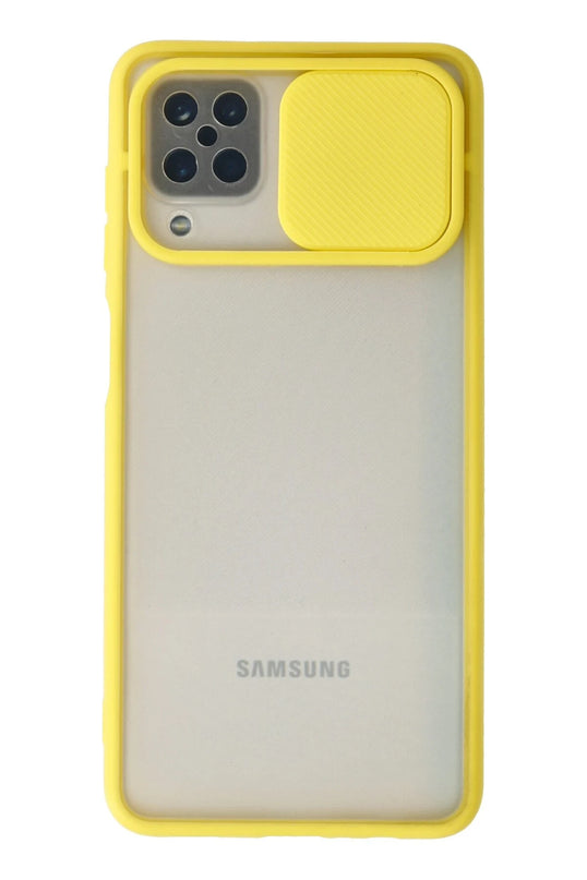 Samsung Galaxy A12 Palm Buzlu Kamera Sürgülü Silikon Kılıf