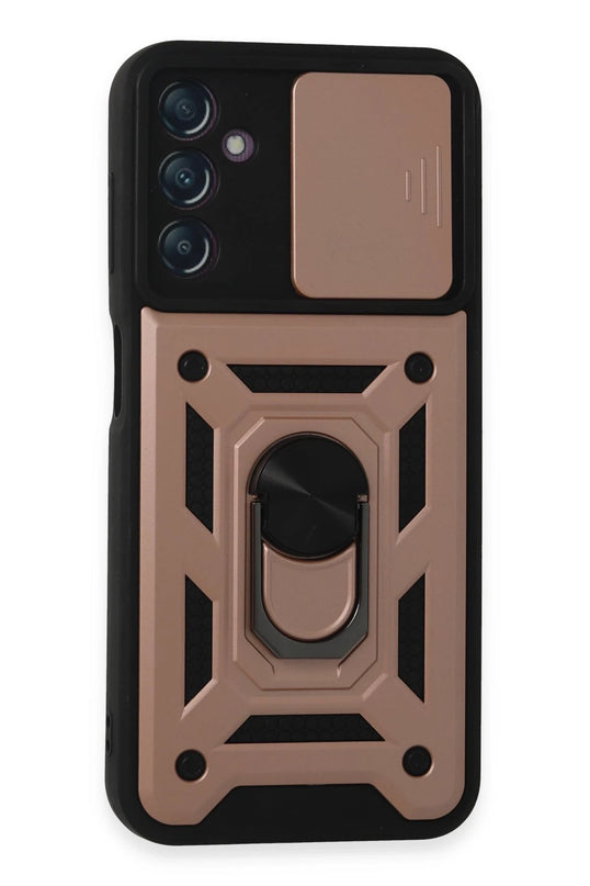 Samsung Galaxy A14 4G Pars Lens Yüzüklü Silikon Kılıf - Rose Gold