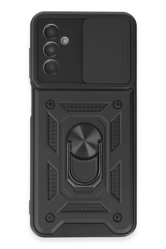 Samsung Galaxy A14 4G Pars Lens Yüzüklü Silikon Kılıf - Siyah