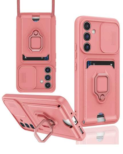 Samsung Galaxy A14 4G Zuma Kartvizitli Yüzüklü Silikon Kılıf - Pembe