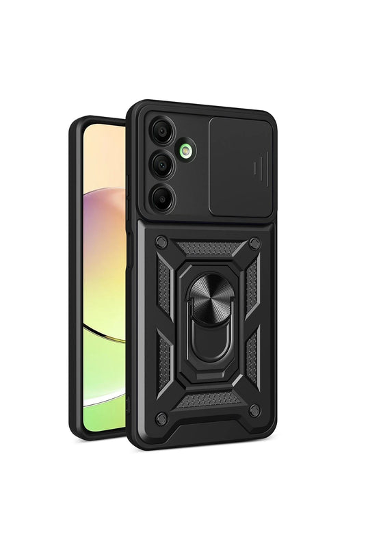 Samsung Galaxy A16 5G Pars Lens Yüzüklü Silikon Kılıf - Siyah