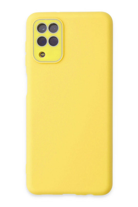 Samsung Galaxy A22 Lansman Glass Kapak Kılıf - Sarı