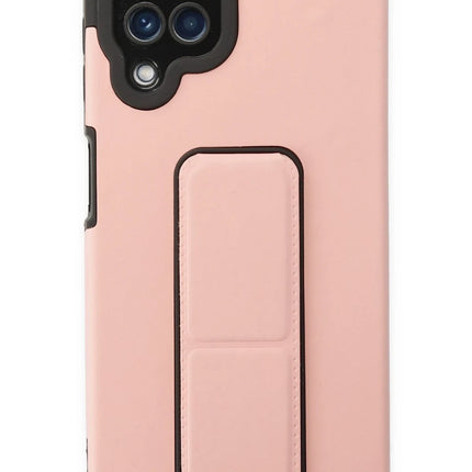 Samsung Galaxy A22 Mega Standlı Silikon Kılıf - Pudra