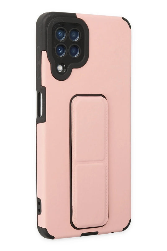 Samsung Galaxy A22 Mega Standlı Silikon Kılıf - Pudra 2
