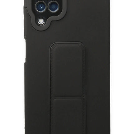 Samsung Galaxy A22 Mega Standlı Silikon Kılıf - Siyah