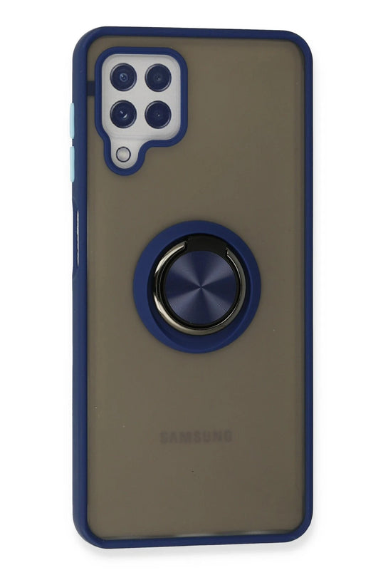 Samsung Galaxy A22 Montreal Yüzüklü Silikon Kapak Kılıf - Lacivert 3