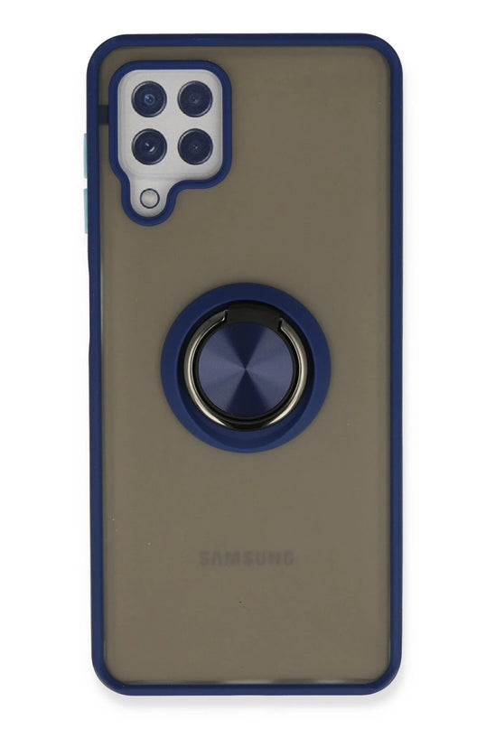 Samsung Galaxy A22 Montreal Yüzüklü Silikon Kapak Kılıf - Lacivert