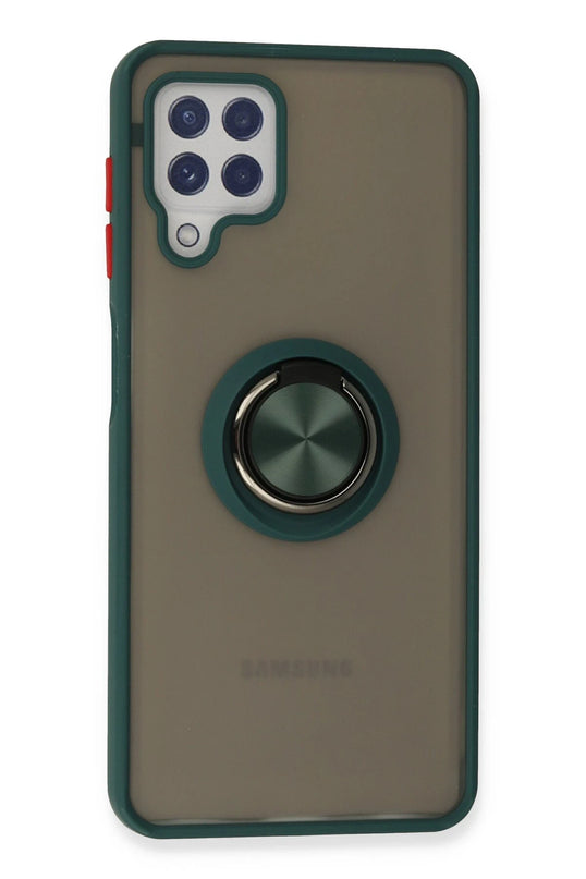 Samsung Galaxy A22 Montreal Yüzüklü Silikon Kapak Kılıf - Yeşil 3