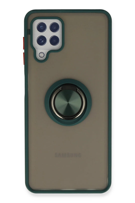 Samsung Galaxy A22 Montreal Yüzüklü Silikon Kapak Kılıf - Yeşil