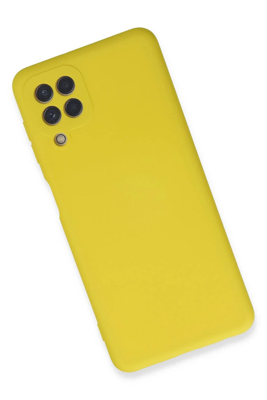 Samsung Galaxy A22 Nano içi Kadife Silikon Kılıf - Sarı 3