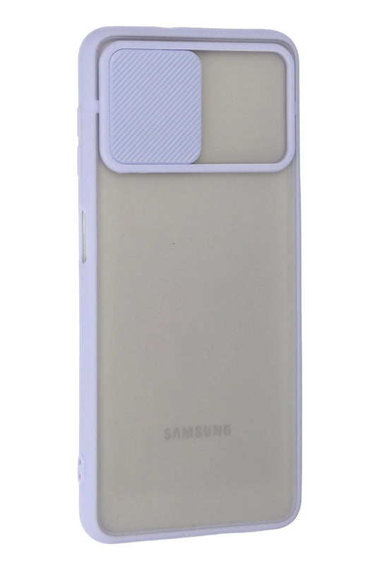 Samsung Galaxy A22 Palm Buzlu Kamera Sürgülü Silikon Kılıf - Lila 2