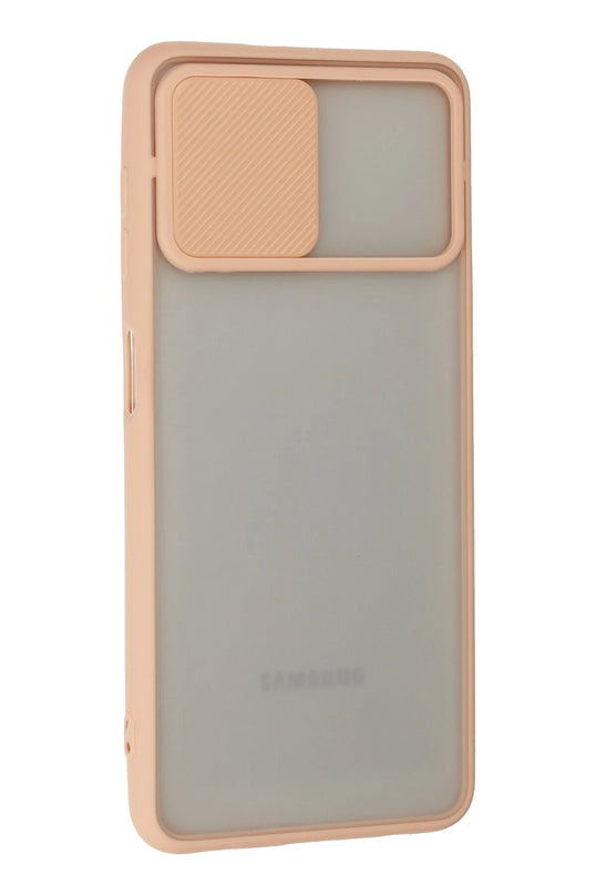 Samsung Galaxy A22 Palm Buzlu Kamera Sürgülü Silikon Kılıf - Pembe 2