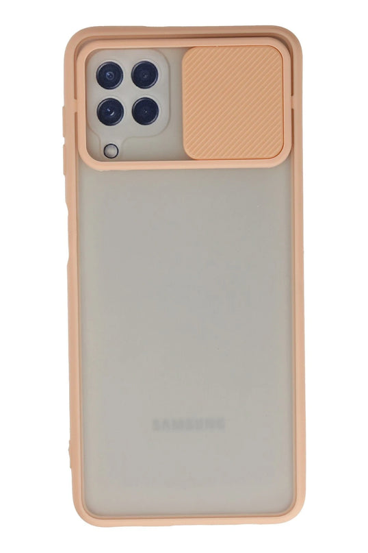 Samsung Galaxy A22 Palm Buzlu Kamera Sürgülü Silikon Kılıf - Pembe